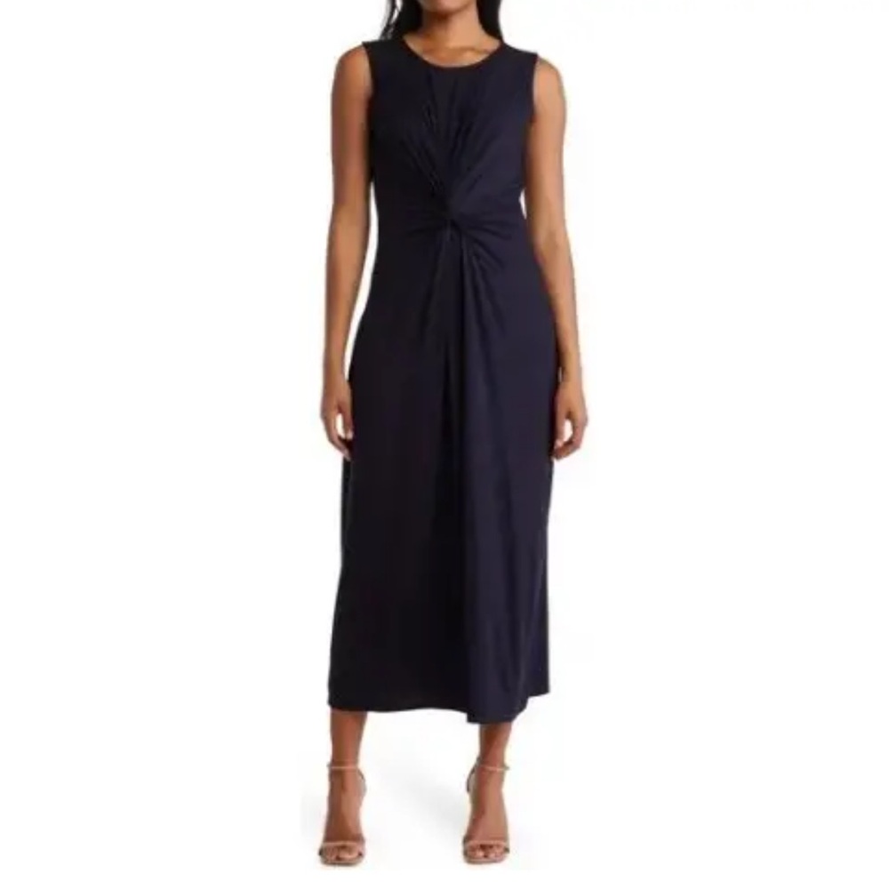 NWT T Tahari Womens Size XLarge Dark Navy Maxi Dress Sleeveless